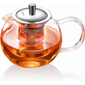 Glass Teapot with Removable Infuser, Stovetop Safe  Kettle blooming Loose Leaf  pot (32oz/950ml)
