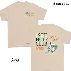 19th Hole Club Golf Shir, Trendy Gift Cigar Golf Graphic, Play Hard Fun Design, Cotton Menswear For Men For Women, Unisex Casual Graphic T-Shirts