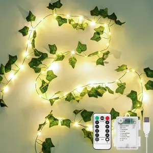 33ft 100 LED Vine with Fairy Lights with Remote Fake Vines String Lights Battery USB Operated Ivy Garland Leaf Lights for Bedroom Garden Party Wall Room Decor
