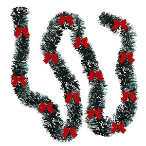 Christmas Tinsel Garland, Artificial Christmas Garland, Xmas Metallic Twist Hanging Garland, Fireplace Mantel Wreath Decor
