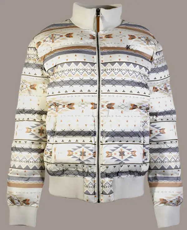 Hooey Women's Cream Aztec Print Full Zip Puffer Jacket HJ139CRAZ