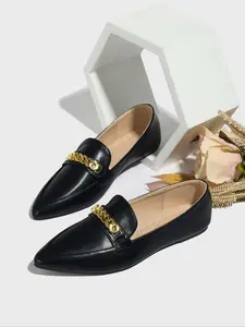 Women's Loafers British Style Flat Shoes Spring & Fall Pointed Toe Small Leather Shoes New Versatile Rubber Sole Comfortable Soft Surface Single Shoe