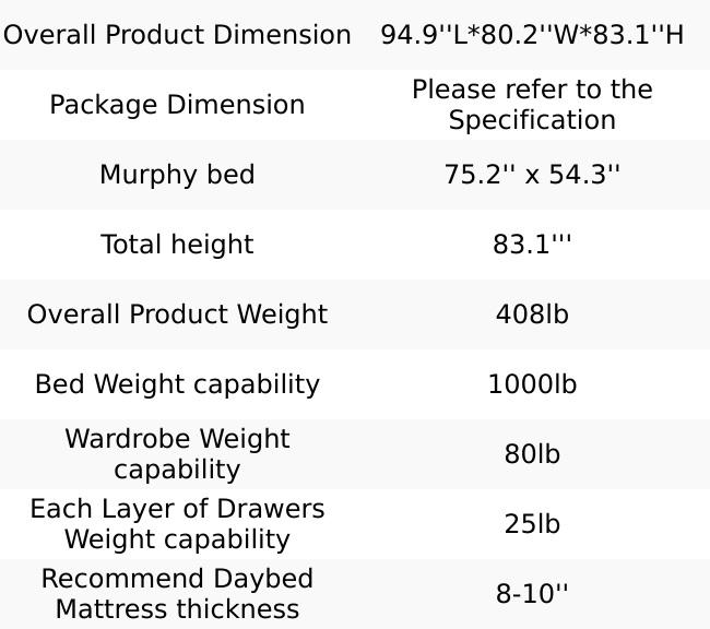 Space-Saving Full Size Murphy Bed with Integrated Wardrobe and Drawers - Stylish Gray Cabinet Solution
