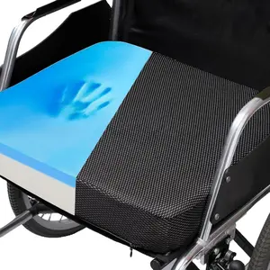 Gel Infused Memory Foam Layer Wheelchair Cushion-Seat Cushion for Wheelchair, Office Chair, Kitchen Chair, Car Seats - Pressure Sore and Tailbone Pain Relief - High Dense Polyfoam Base (Black)