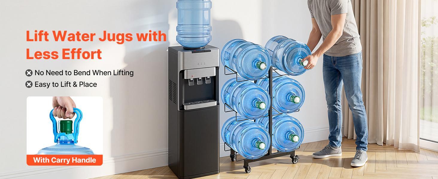 【Summerfinds】VEVOR Water Jug Holder3 Tiers Double Rows 3 and 5 Gallon Water Bottle Holder for 6 BottlesHeavy Duty Jug Rack Organizer with Casters and HandlesFoldable for KitchenOfficeLiving RoomBlack 【Summerfinds】VEVOR Water Jug Holder3 Tiers Double Rows 3 and 5 Gallon Water Bottle Holder for 6 BottlesHeavy Duty Jug Rack Organizer with Casters and HandlesFoldable for KitchenOfficeLiving RoomBlack