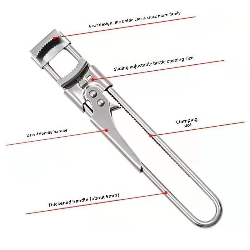 Adjustable Stainless Steel Jar Opener with Rotating Design for Bottles & Fruit Cans - Creative Labor-Saving Tool for Home & Kitchen Use Adjustable Stainless Steel Jar Opener with Rotating Design for Bottles & Fruit Cans - Creative Labor-Saving Tool for Home & Kitchen Use
