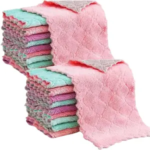 Microfiber Kitchen Cleaning Cloths - Super Absorbent, Quick-Drying Dish Towels for Kitchen  Furniture Bowl . 10.6" x 6.3" Coral  Dishcloths Lint-Free Machine Washable 20 Pack Rags