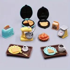 DIY Mini Fashion Kitchen Set 1/ 12 Miniature Furniture Toaster Oven Blender Electronic Scale Model Set Kitchen - Birthday Gift -Mini Home Decor Desktop Decor, the perfect gift for cooking enthusiasts