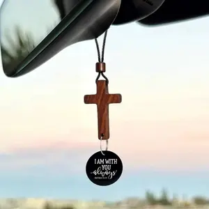 Bible Verse Car Rearview Mirror Hanging Cross, Daily Encouragement, Christian Car Accessories, Religious Car Decor, Inspirational Gift, Car Hanging Decoration