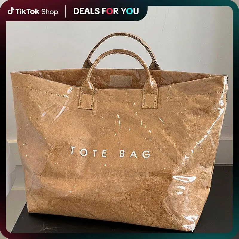 Vintage Women Tote Bag with Letters Print, Waterproof Large Capacity Daily Handbags Commuting Shopping Work Bag for Travel Dealsforyoudays