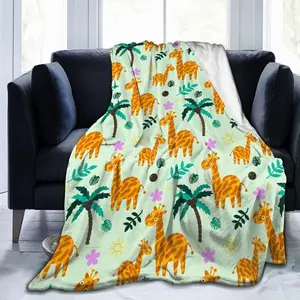 Giraffe Cartoon Cute Animal Blanket, Soft Blankets Flannel Bed Throw Cozy Lightweight Plush Gifts for Kids Boys Girls Women Sofa Couch Bedroom Living Rooms Warm All Season, Home Decor, Small