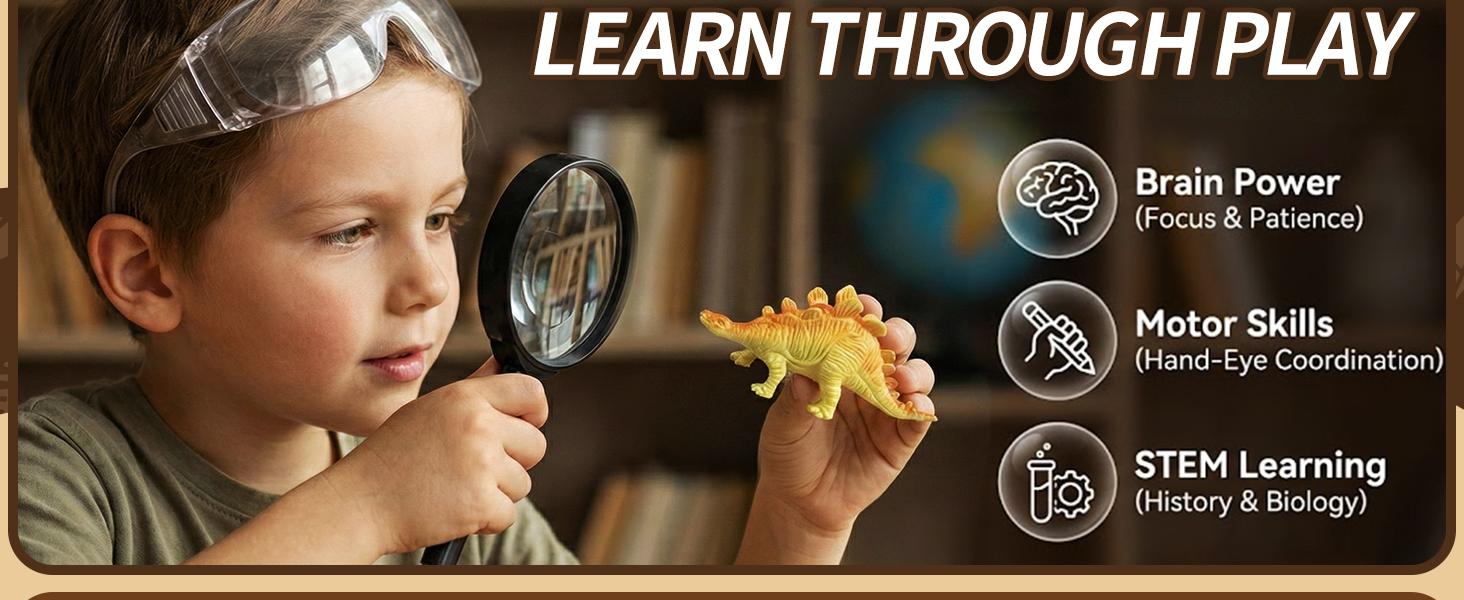 24 Dinosaur Eggs Dig Kit Toys for Kids, Dinosaur Eggs Excavation Kit with Magnifier, Easter Basket Stuffers, Science STEM Birthday Party Favors Gifts for Boys Girls Age 3 4 5 6 7 8 9 10 + Years Old