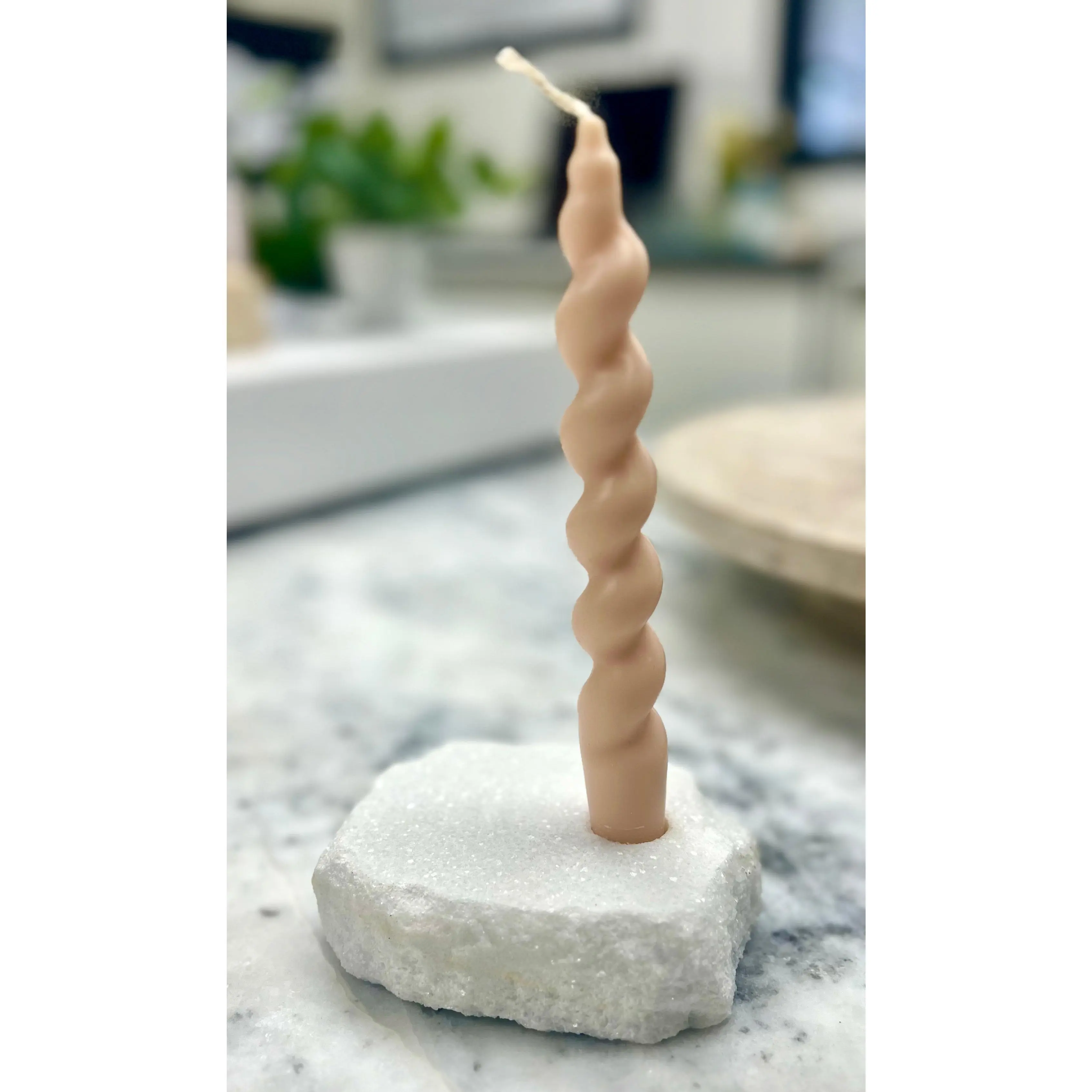 Taper Candle Base Holder - White Marble