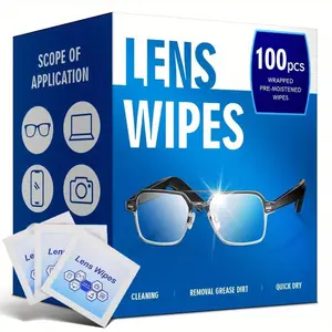 Pack Of 100 Disposable Glasses Cleaning Wipes - Moistened Individual Wrapped Lens Cleaner For Glasses, Fashion Glasses, Phone Screens, Electronics & Camera Lenses -  & Easy To Carry Around, Glasses Cleaner, Screen Cleaning