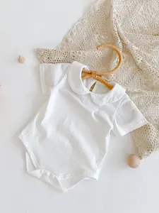 Summer Newborn Baby Girl Romper, Doll Collar Jumpsuit, One-Piece Climbing Suit, Style, Comfortable & Stylish, Solid Color Bodysuit, Baby Clothes Girl, Baby Clothing