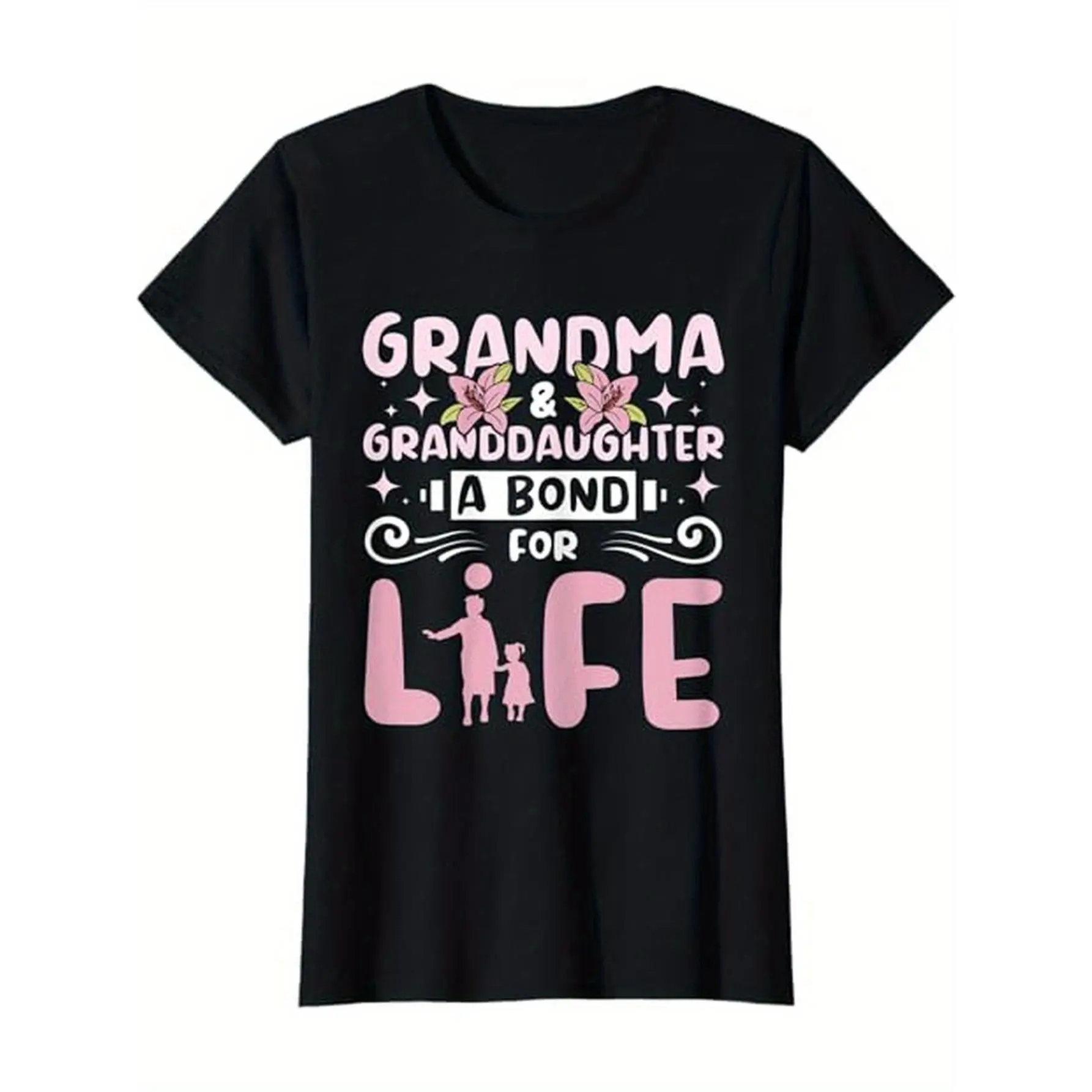 Grandma and Granddaughter Bond for Life T-Shirt - 100% Cotton, Soft and Breathable, Perfect Gift for Family & Friends, Black (S-XXXL)