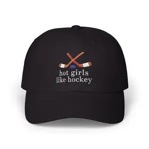 Hot Girls Like Hockey Embroidered Hat, Heated Rivalry Baseball Cap, Funny Hockey Fan Apparel, Game Day Sports Dad Hat, Adjustable Embroidered Cap