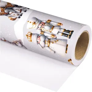 White Christmas Wrapping Paper Roll for Boys  Women Men - Nutcracker and Santa Christmas Tree Print Holiday  Wrap for Xmas  Year Party Supplies Total 28.5sq.ft