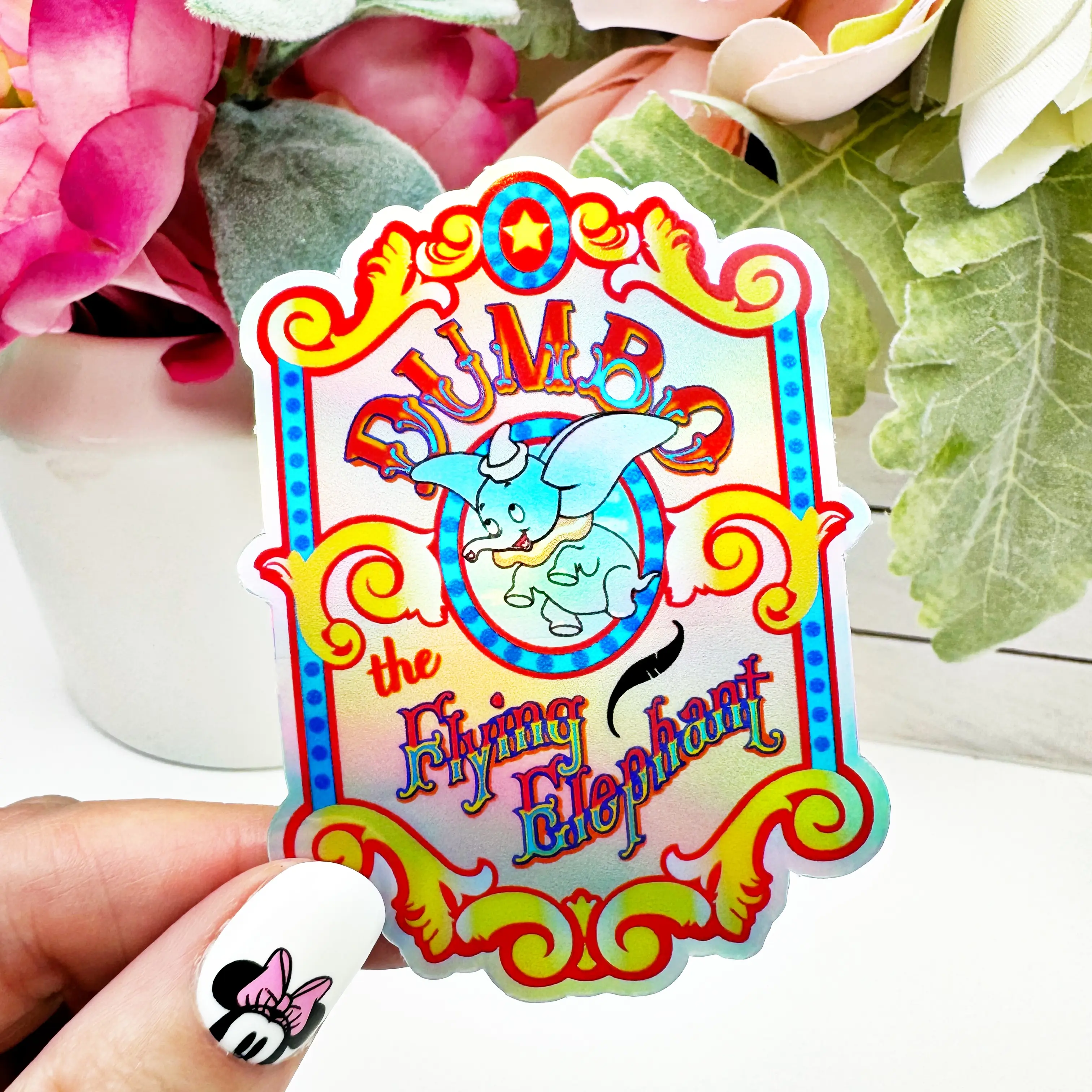 Flying Elephant Holographic Vinyl Sticker