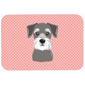 212 MAIN Pink Schnauzer Checkerboard Polyester Mouse Pad, 7.75x9.25 in, Heatproof Permanently Dyed Multi-Use Hot Pad/Trivet, Durable Computer Accessory & Office Accessories