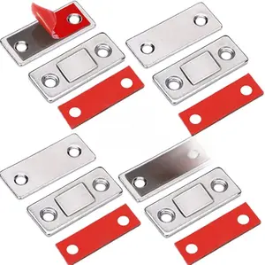 4 Pack Cabinet Magnetic Catch Ultra Thin Cabinet Door Magnetic Catch for Drawer Magnets Adhesive Cabinet Latch Magnetic Closures for Kitchen Closet Door Closing Magnetic Door Catch Closer
