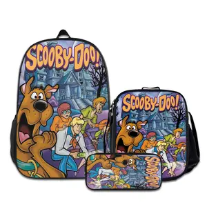Scooby-Doo-3PCS Backpacks for Girls Set, Cute School Backpack for Girls Boys with Lunch Box and Pencil Case, Aesthetic Bookbag for Teens, Lightweight Classic Backpack for Travel, Work, Picnic A-0714