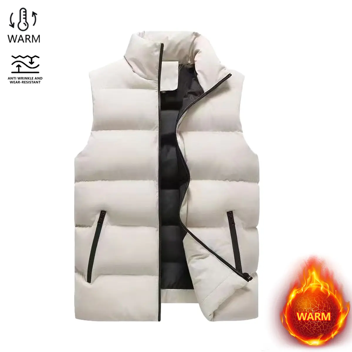 Men's Oversize Padded Gilet, Lightweight Plain Polyester Sleeveless Jacket for Autumn Winter Outdoor Fashion