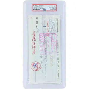 Willie Randolph New York Yankees Autographed Check from August 15, 1979 - PSA 84942955 - Fanatics Authentic Certified