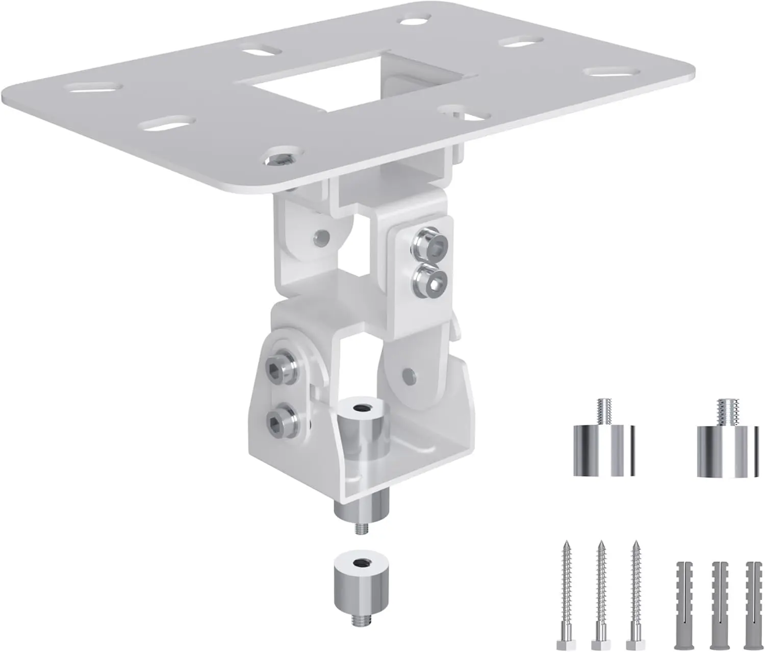 Mini Projector Ceiling Mount Stand Adjustable Wall Mount Hanger Bracket for Mini Projector with 2 Free Adapters, White PR14MINIW