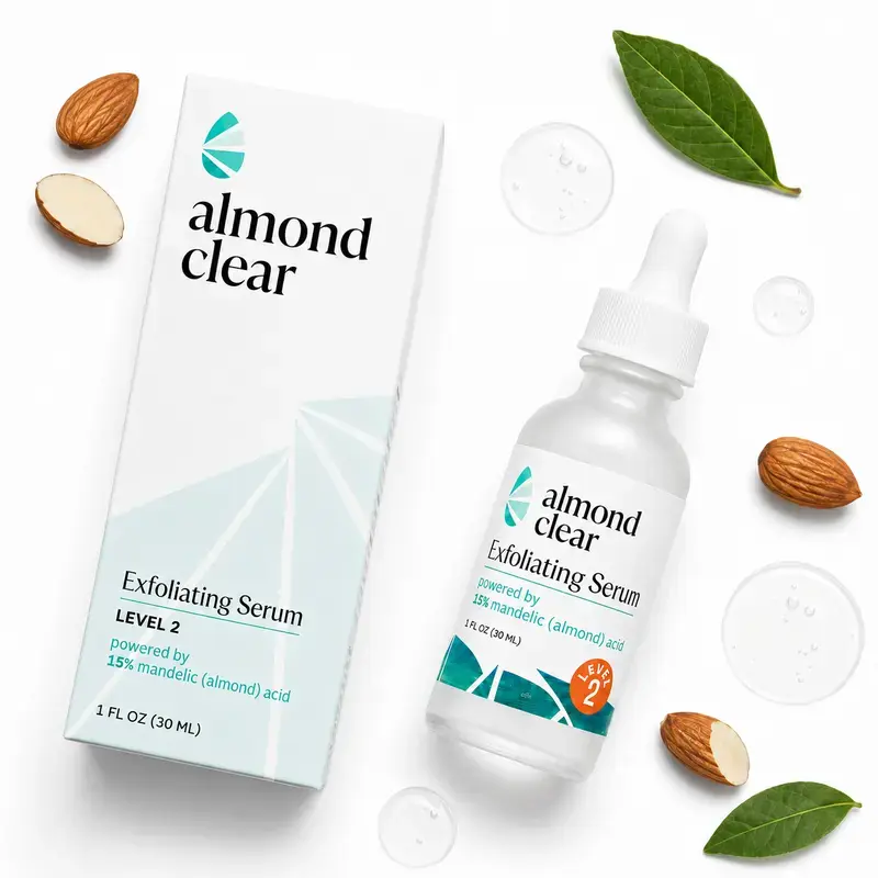 Almond Clear Level 2 Mandelic Acid 15% Exfoliating Body Serum for Back Chest Shoulders and Thighs Helps Smooth Rough Feeling Skin