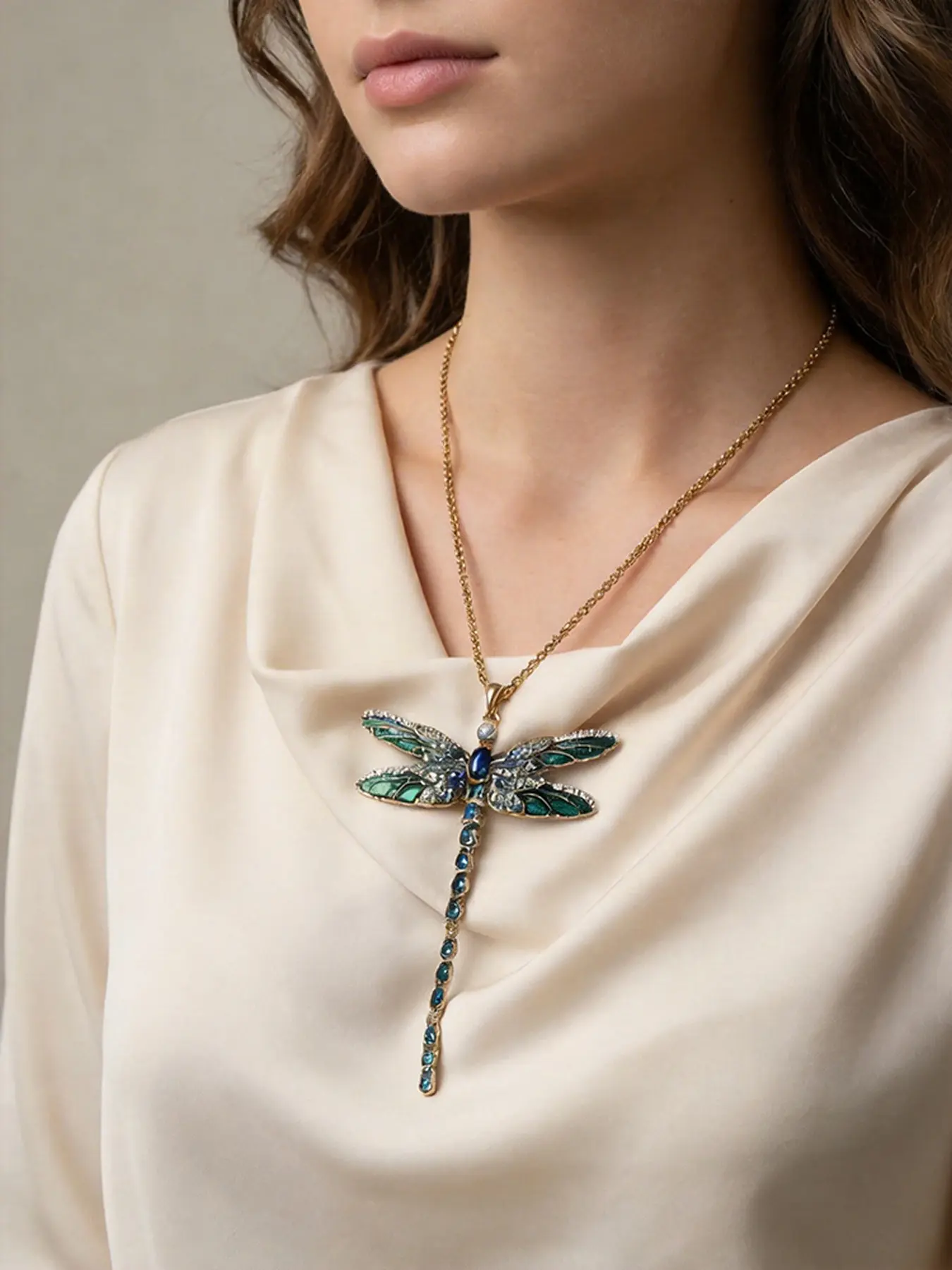 1 piece of retro elegant dragonfly shaped Fashion Copper Pendant Necklace, suitable for daily commuting, vacation and dating, and also a surprising exquisite small gift