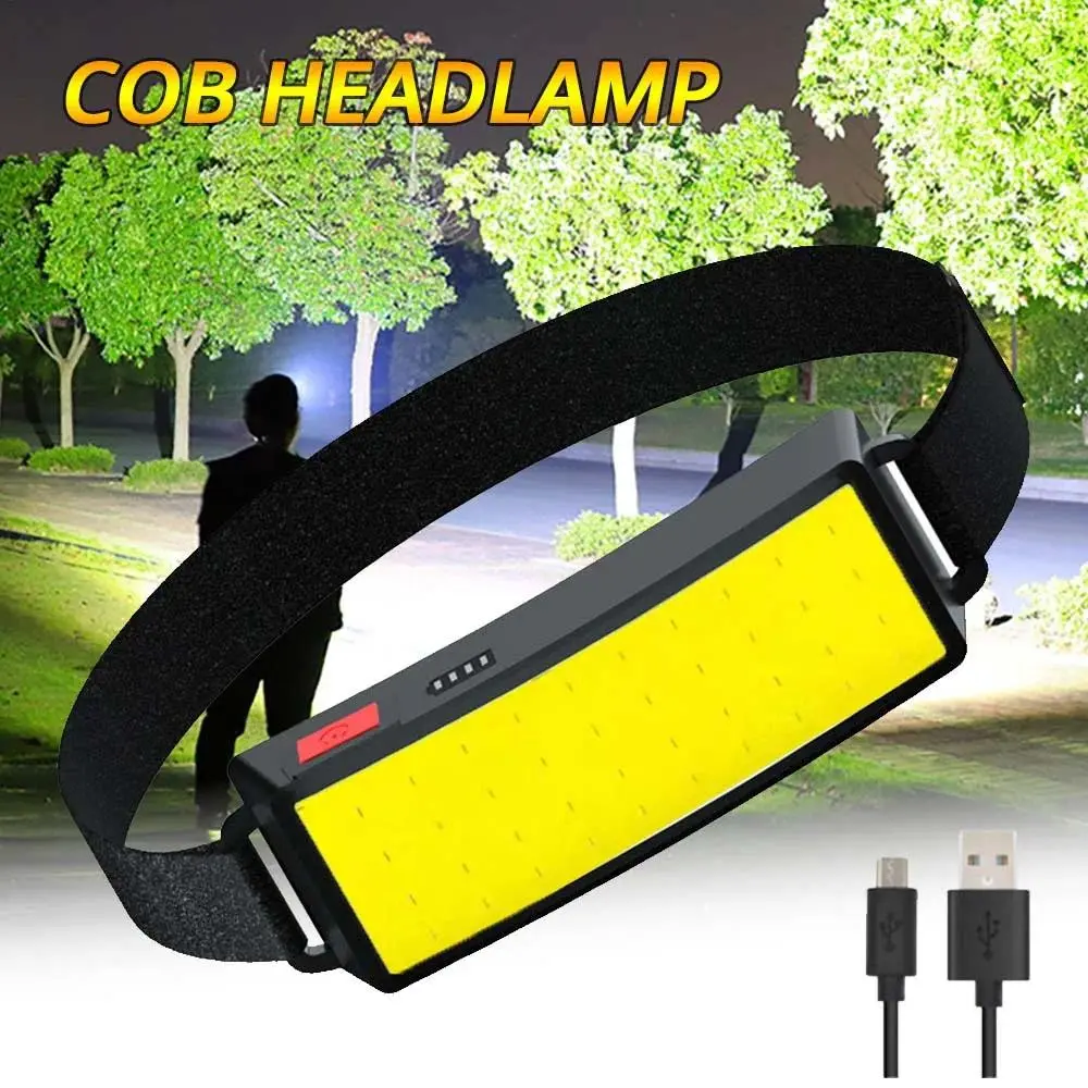 Compact Unisex Hiking Headlamp, Waterproof COB Wide Beam Light with an Adjustable Band, Lightweight ABS Plastic for Camping & Running, Strong Light, Led Flashlight, Headlamp Flashlight, High Lumen Flashlight