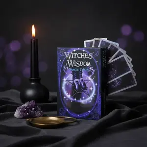 Witch Wisdom Oracle Tarot Cards Set, Tarot Card Decks, 48 Pieces Portable Size Magic Fortune-Telling Divination Game Cards, Fun Group Games, Easter Christmas Halloween Gift