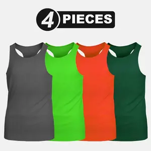 4 Pack Plus Size Tank Tops for Men, Moisture Wicking Athletic Sleeveless Shirts, Breathable Quick Dry Polyester Activewear, Multicolor Muscle Tanks for Workout Fitness Running