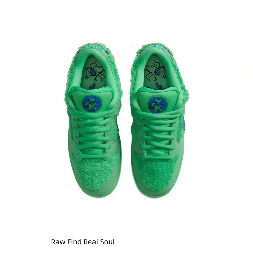 Eye-catching fuzzy patchwork bright green skate sneakers with jagged blue logo! Must-have bold color streetwear for spring #SpringShoes #SkateSneakers #ColorBlockKicks
