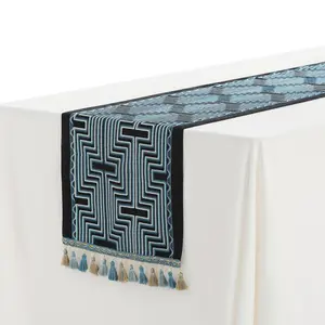 REGALWOVEN 1 Pack Table Runner, Vintage Table Runners with Tassel