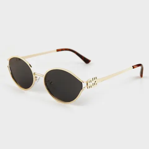 Fashion Elliptical Cutout Sunglasses, Trendy Versatile Metal Women's Shades, Outdoor UV Protection Glasses, Casual Style, All Seasons, Fashionable Sunglasses
