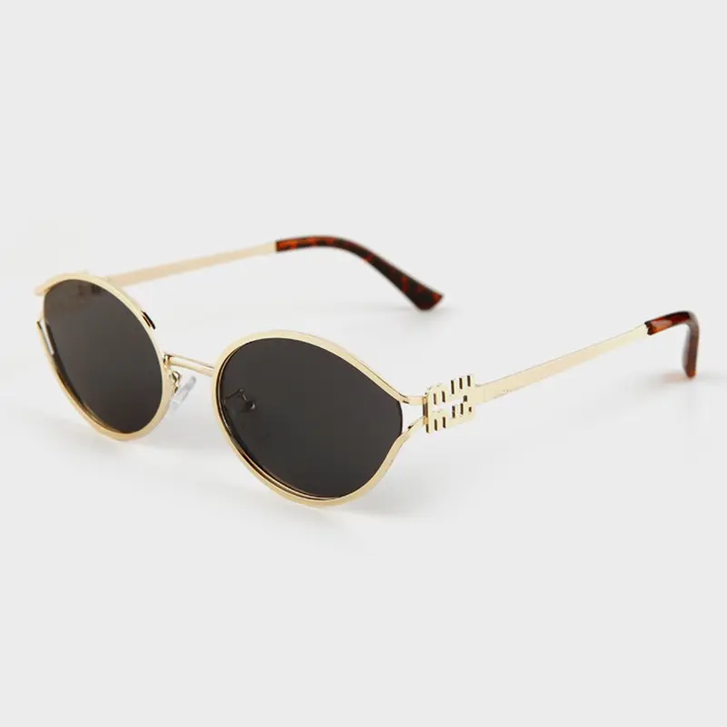 Fashion Elliptical Cutout Sunglasses, Trendy Versatile Metal Women's Shades, Outdoor UV Protection Glasses, Casual Style, All Seasons, Fashionable Sunglasses