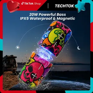 SummerWins 2-in-1 Compact Bluetooth Speaker - 20W Split Magnetic IPX5 Water-Resistant Stereo Sound System, Wireless Pairing, Multi-Device Compatibility, USB Type A/Audio Cable Charging, Batteries Included, Outdoor Gadgets for Home/Outdoor Use