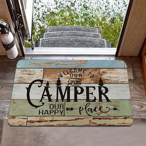 CAMPER RV Pattern Camping Welcomes A Warm Family Atmosphere with Entrance Carpet Mats and Decorations That Are Soft, Comfortable, and Practical. Floor Mats Are Suitable for Indoor Living Rooms, Bedrooms, and Home Decor Home Decorative Rug
