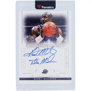 Karl Malone Utah Jazz Autographed 2013-14 Panini National Treasures Notable Nicknames #NN-KM #14/49 Card with "The Mailman" Inscription - Fanatics Authentic Certified