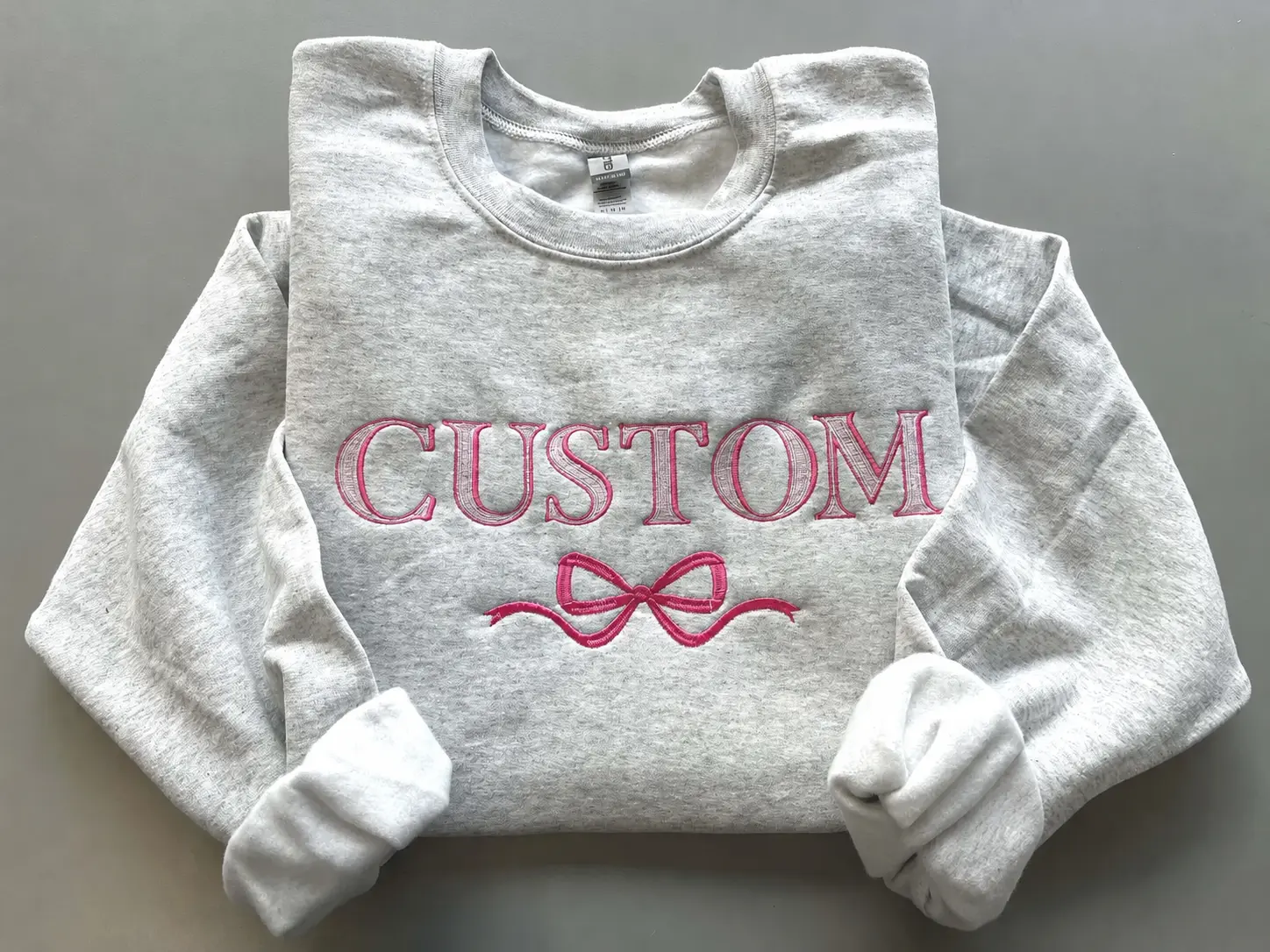 Custom Coquette Bow Embroidered Sweatshirt, Personalized Name Crewneck, Cute Bow Sweater, Custom Embroidery Gift for Her, Birthday Gift