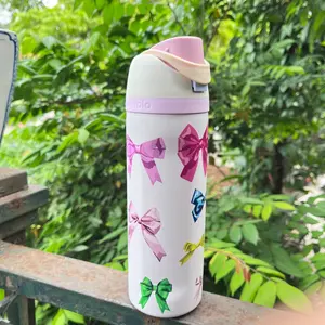 Owala FreeSip PinkBow Bottle 32oz, Leakproof Stainless Steel Water Bottle, Insulated Travel Tumbler