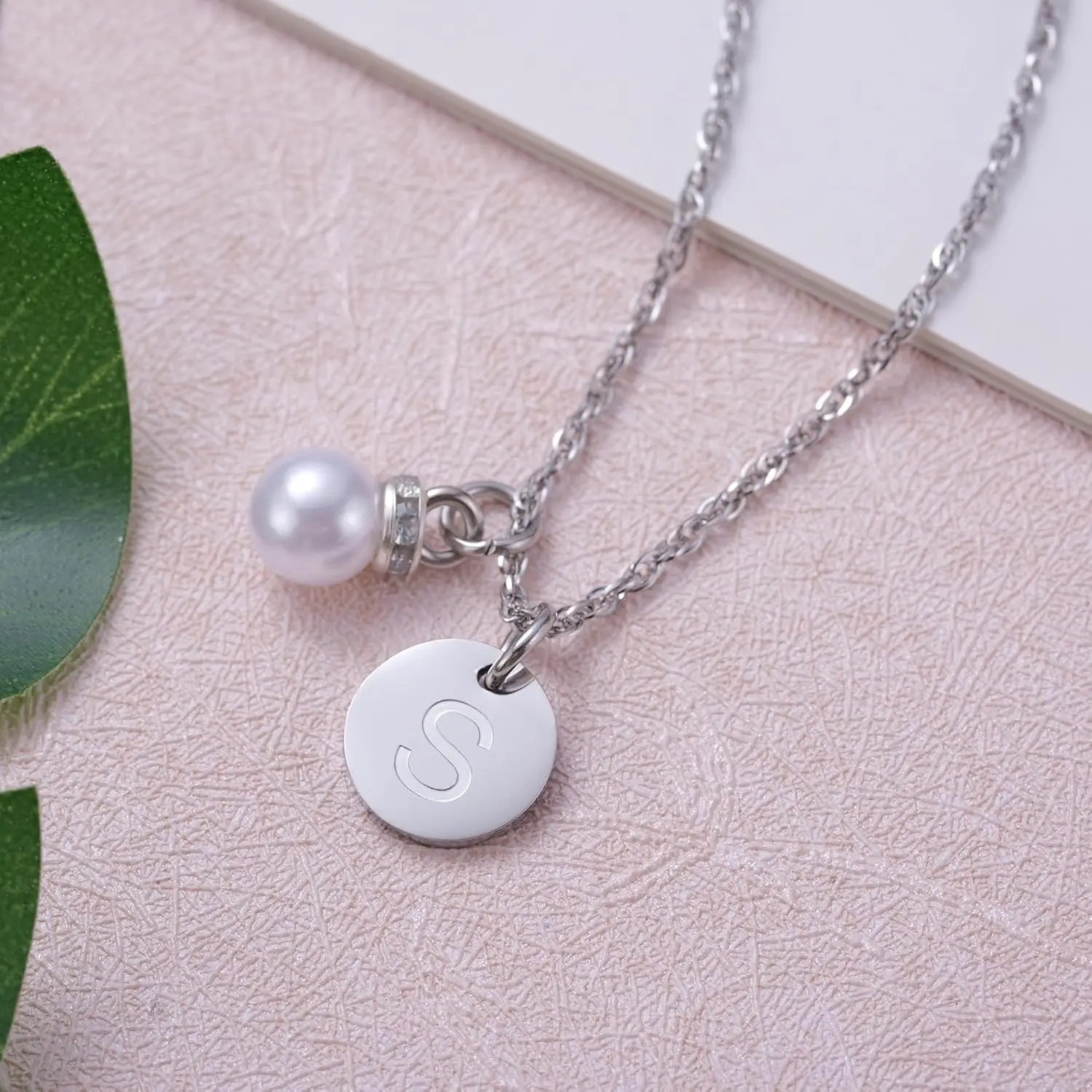 Cheerleader Custom Initial Pearl Accent Necklaces - Female Girl End of Season Gifts for Cheerleading Squad, Birthday Presents