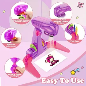 Colorful Art Creator Kit - 3+ Year Old Kids' Dream Drawing Projector , Pencils, Crayons, Scrapbook, Sticker Book, Unicorn Stickers, Stamps, Ideal Toy for 3+ Year Old Kids