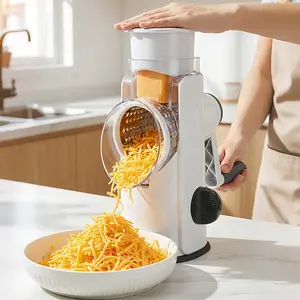Manual Vegetable Slicer Shredder Rotary vegetable chopper 3-In-1 Rotary Cheese Grater with 3 Blades Multi Food Slicer Dicer for Kitchen Graters cutter