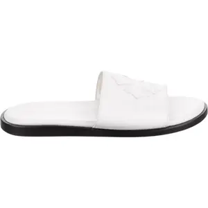Chrome Hearts Leather Slides White