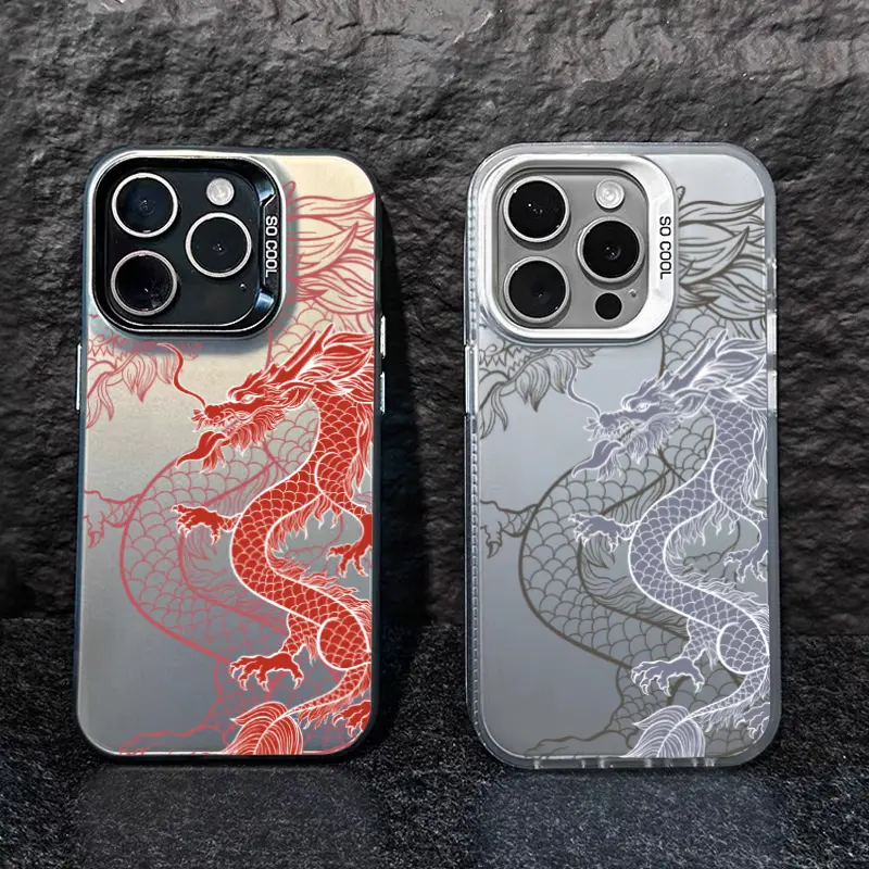 Chinese Dragon Soft TPU Phone Case Shockproof Anti Drop Protective Cover For 13 14 15 16 17 Pro Max Series, Dragon Print