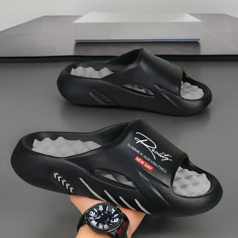 Unisex Fashionable Massage Slippers, Breathable Lightweight Non-slip Soles Design, Perfect for Home Wear and Outdoor Activities, Removable Insoles, Casual Comfort Slippers, Summer Footwear, Slippers Shoes