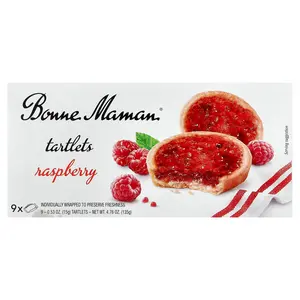 Bonne Maman Tartlets, Raspberry, 9 Tartlets, 0.53 oz (15 g) Each